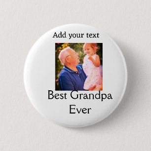 Best Grandpa ever grandfather photo name gifts tex 6 Cm Round Badge