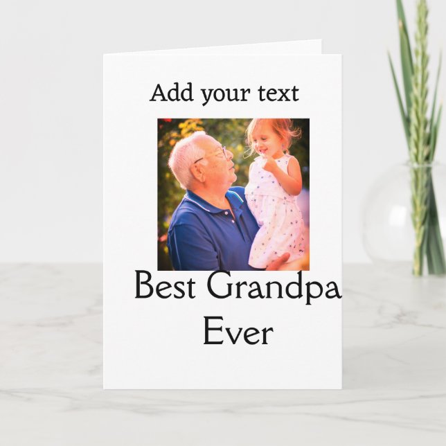 Best Grandpa ever grandfather photo name gifts tex Card (Front)