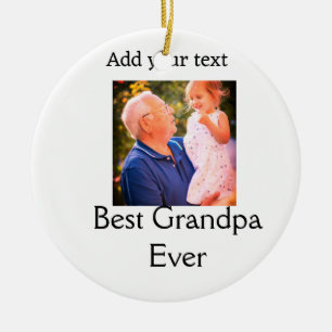 Best Grandpa ever grandfather photo name gifts tex Ceramic Tree Decoration