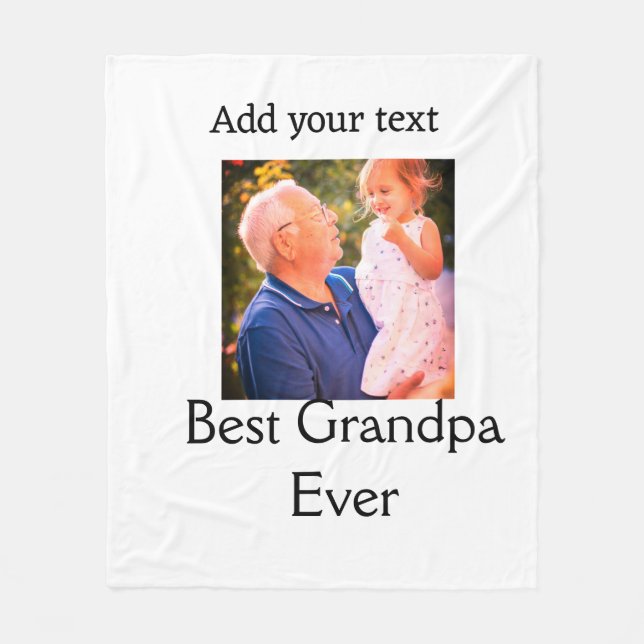 Best Grandpa ever grandfather photo name gifts tex Fleece Blanket (Front)