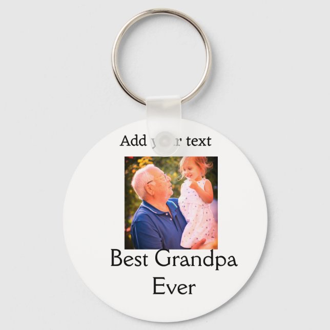 Best Grandpa ever grandfather photo name gifts tex Key Ring (Front)