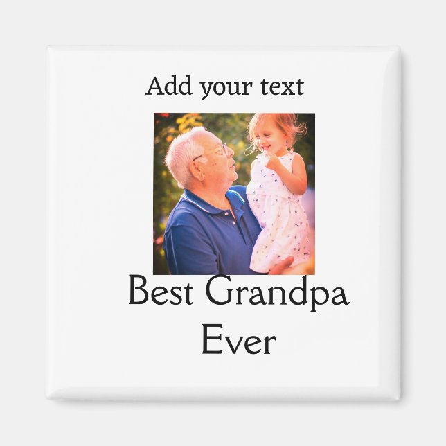 Best Grandpa ever grandfather photo name gifts tex Magnet (Front)
