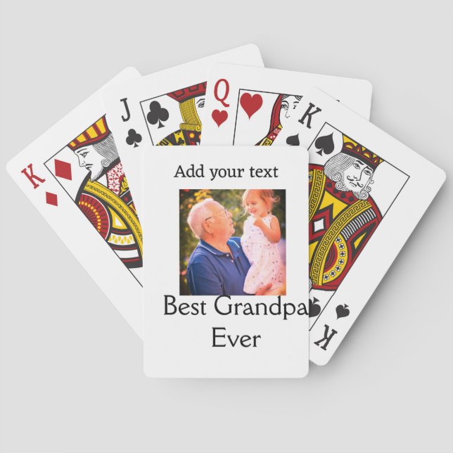 Best Grandpa ever grandfather photo name gifts tex Playing Cards (Back)