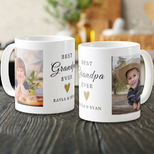 Best Grandpa Ever Grandkids 2 Photo Keepsake Coffee Mug