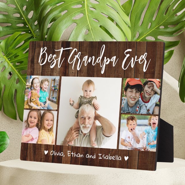 Best Grandpa Ever Grandkids 5 Photo Collage Wood  Plaque (Best Grandpa Ever Grandkids 5 Photo Collage Wood Plaque)