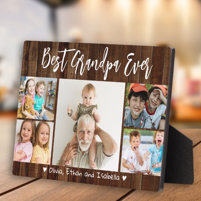 Best Grandpa Ever Grandkids 5 Photo Rustic Wood Plaque (Best Grandpa Ever Grandkids 5 Photo Rustic Wood Plaque
)