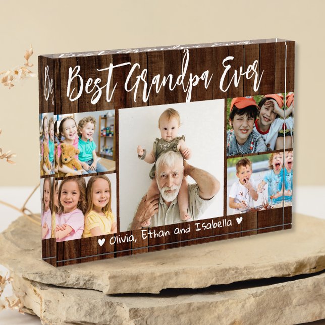 Best Grandpa Ever Grandkids Wood 5 Photo Display  (Best Grandpa Ever Grandkids Wood 5 Photo Display)
