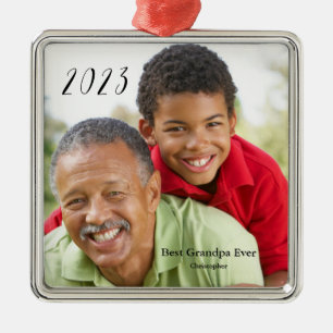 Best Grandpa Ever Grandparent's Day Photo Metal Tree Decoration