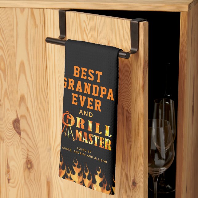 BEST GRANDPA EVER GRILL MASTER Personalised Tea Towel (Thirds Fold)