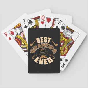Best Grandpa Ever - Hat and Pipe Illustration Playing Cards