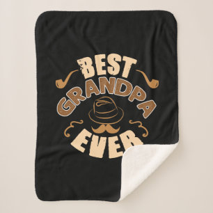 Best Grandpa Ever - Hat and Pipe Illustration Sherpa Blanket