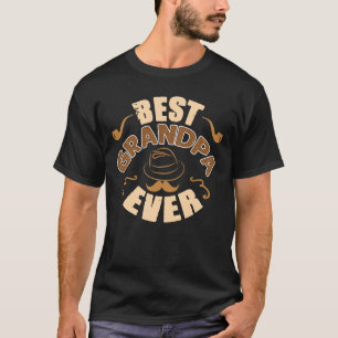 Best Grandpa Ever - Hat and Pipe Illustration T-Shirt