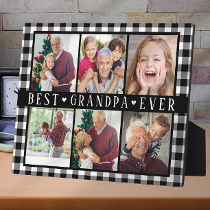 Best Grandpa Ever Hearts Photo Collage Keepsake  Plaque