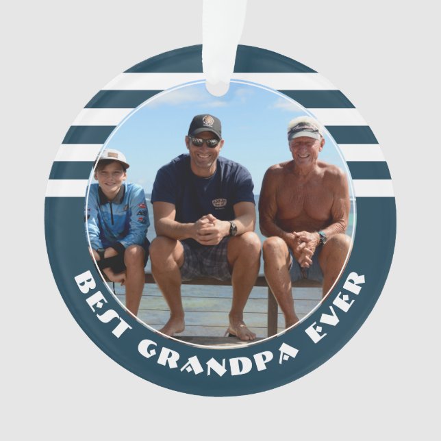 Best Grandpa Ever Keepsake Photo Ornament (Front)