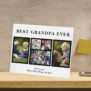 Best grandpa ever modern black and white collage plaque