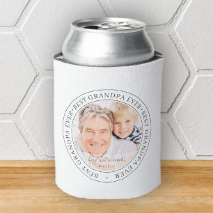 Best Grandpa Ever Modern Classic Photo Can Cooler