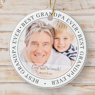 Best Grandpa Ever Modern Classic Photo Ceramic Tree Decoration