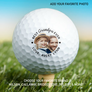 Best Grandpa Ever Modern Personalised Photo  Golf Balls