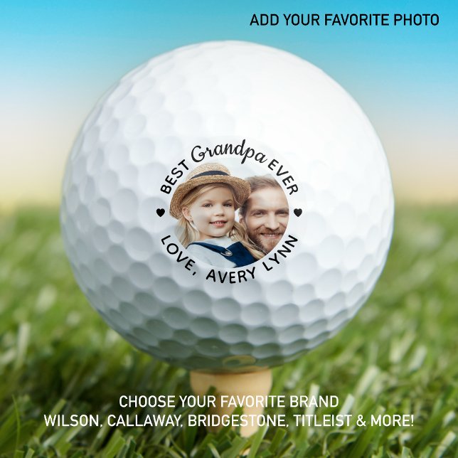 Best Grandpa Ever Modern Personalised Photo  Golf Balls (Creator Uploaded)
