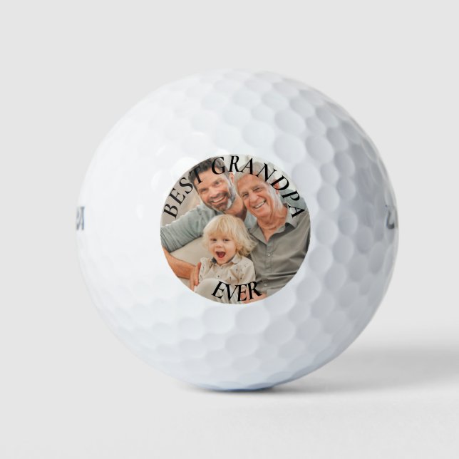 Best Grandpa Ever Modern Photo Create Your Own Golf Balls (Front)