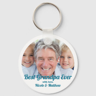 Best Grandpa Ever Modern Photo Keepsake Key Ring