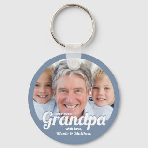 Best Grandpa Ever Modern Photo Keepsake Keychain