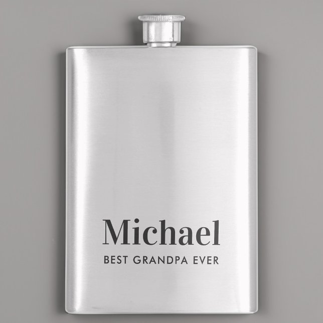 Best Grandpa Ever Monogrammed Hip Flask (Creator Uploaded)