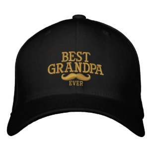 Best Grandpa Ever Moustache Embroidery Embroidered Hat