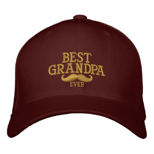 Best Grandpa Ever Moustache Embroidery Embroidered Hat