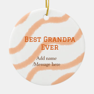 Best Grandpa ever orange stripes spiral add name t Ceramic Tree Decoration