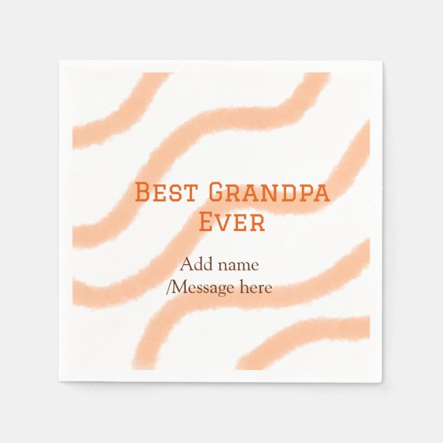 Best Grandpa ever orange stripes spiral add name t Napkin (Front)
