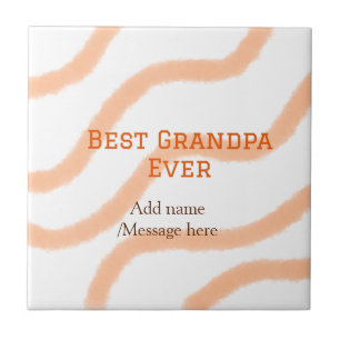 Best Grandpa ever orange stripes spiral add name t Tile