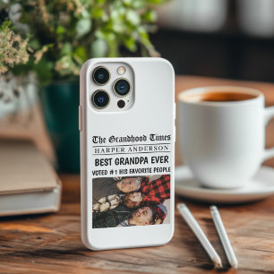 Best Grandpa Ever Personalised Newspaper Photo iPhone 16 Pro Case