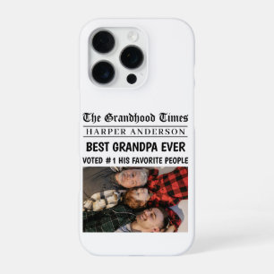 Best Grandpa Ever Personalised Newspaper Photo iPhone 16 Pro Case