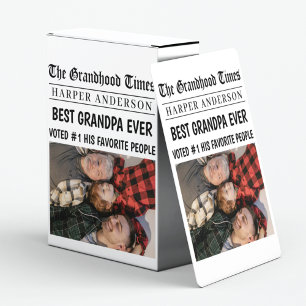 Best Grandpa Ever Personalised Newspaper Photo Playing Cards