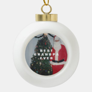 Best Grandpa Ever Personalised Photo Ceramic Ball Christmas Ornament