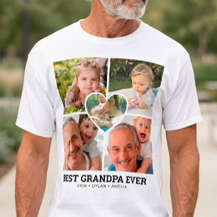 "Best Grandpa Ever" Personalised Photo Collage T-Shirt