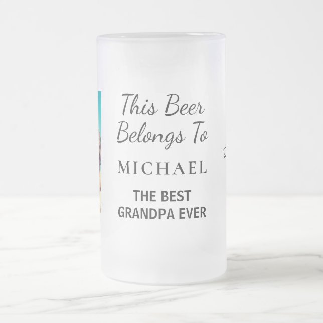 Best Grandpa Ever Personalised Photo Frosted Glass Beer Mug (Center)