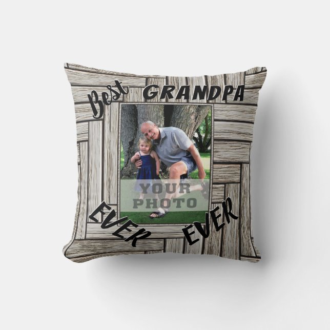 Best Grandpa Ever Personalised Photo Gifts for Him Cushion (Front)