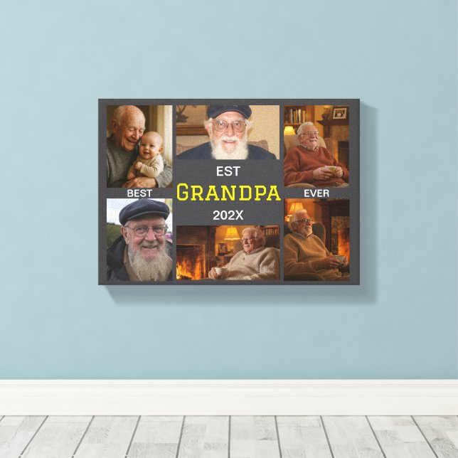 Best Grandpa Ever  – Personalised Photos Canvas Print (Insitu(Wood Floor))