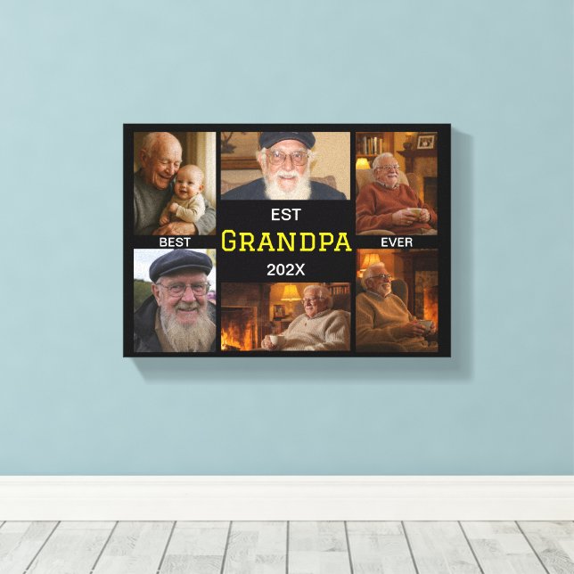 Best Grandpa Ever  – Personalised Photos Canvas Print (Insitu(Wood Floor))