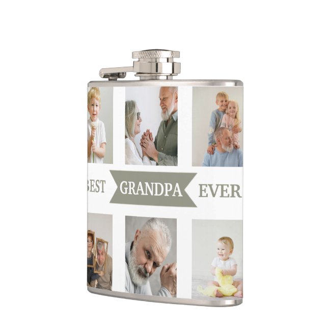 Best Grandpa Ever – Personalised Photos Flask (Left)