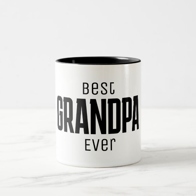 Best Grandpa Ever Personalised Script Two-Tone Coffee Mug (Center)