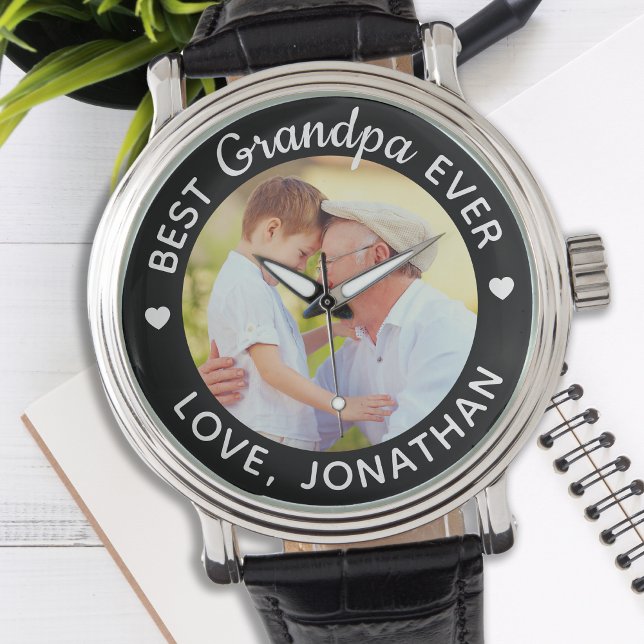 Best Grandpa Ever Personalized Name Custom Photo Watch (Creator Uploaded)
