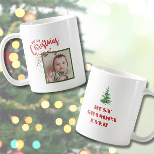 Best Grandpa Ever Photo Christmas Mug for Grandpa
