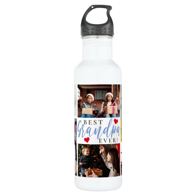 Best Grandpa Ever Photo Collage 710 Ml Water Bottle (Front)