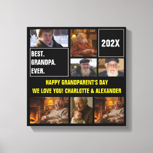 Best Grandpa Ever Photo Collage and Custom Text Canvas Print