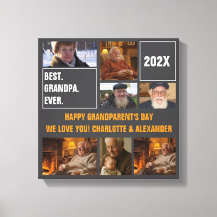 Best Grandpa Ever Photo Collage and Custom Text Canvas Print