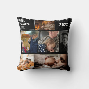Best Grandpa Ever Photo Collage and Custom Text Cushion