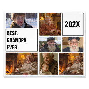 Best Grandpa Ever Photo Collage and Custom Text Print